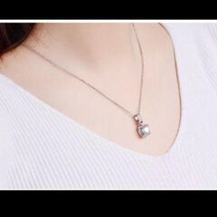 ≒j→→→m10-19-ブリリアントカット大粒ダイヤモンドＣＺスクエアラウンドパヴェペンダントネックレスの画像