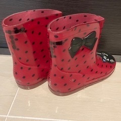子供用長靴　16〜17cm 猫　水玉の画像