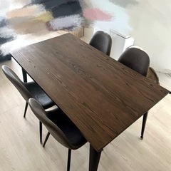 ダイニングセット 椅子4脚 140x80cm 無垢材  