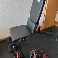 【引取限定】筋トレ器具 3点セット：インクラインベンチ(防床マット付)、4WDダンベル(Max24kg 2個)、腹筋ローラー