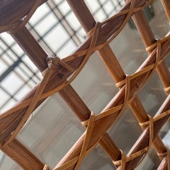 ラタン 藤 ガラス テーブル 座卓 机 木製 アンティーク レトロ