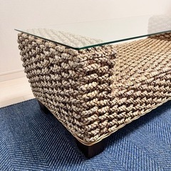 コーヒーテーブル　センターテーブル　ウォーターヒヤシンス　ガラステーブル　の画像