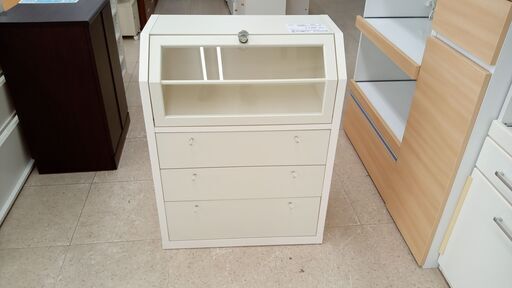 ★ジモティ割あり★  収納棚 アイボリー H93.5×D38×W72 クリーニング済み TJ7127
