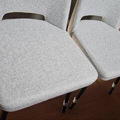 ダイニングチェア 2脚セット ファブリック アイアン脚 北欧風 椅子 グレー 美品 の画像