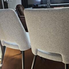 ダイニングチェア 2脚セット ファブリック アイアン脚 北欧風 椅子 グレー 美品 の画像