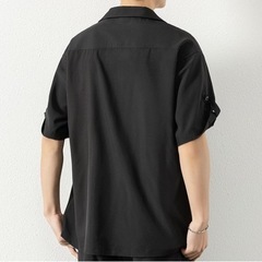 【新品未使用】夏服メンズシャツ　黒　Mサイズの画像