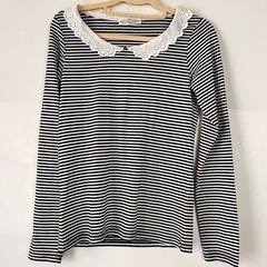 カットソー　ボーダー　レース　レディース　ティーンズ　服