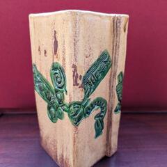 九谷焼】松本佐一 花生 花瓶 緑 インテリア フラワーベース 伝統工芸