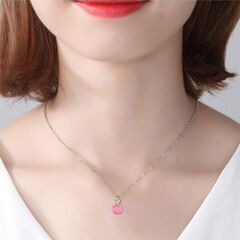 ≒j→→→m10-18-ピンクストーンアップルペンダントネックレスの画像