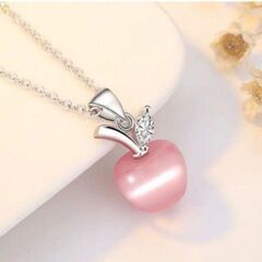 ≒j→→→m10-18-ピンクストーンアップルペンダントネックレスの画像