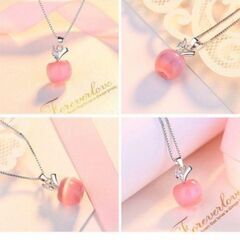 ≒j→→→m10-18-ピンクストーンアップルペンダントネックレスの画像