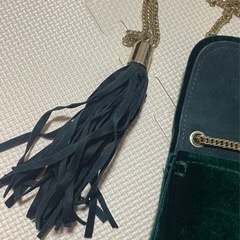 ショルダーバッグ レディース スウェード 緑 かばん クラッチバッグの画像