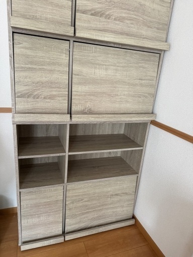 LOWYA ディスプレイラック 本棚 木製シェルフ 扉付き