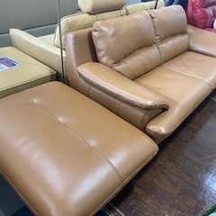 9/14値下げしました！?おうちに? 2Pソファ オットマン付き 合皮 ファミリー向け NO.1089