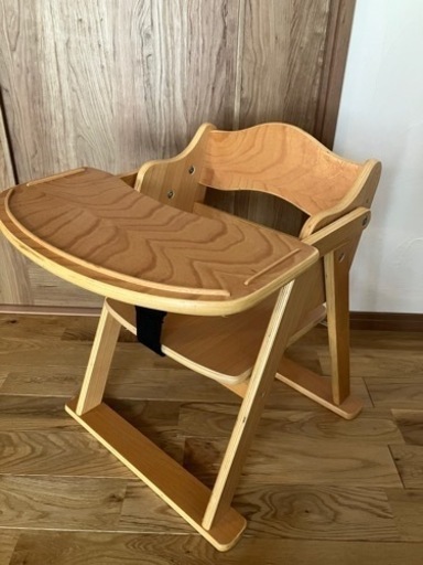 中古 木製 ベビーチェア テーブル付き ベルト付き 子供用 ベビー用 椅子
