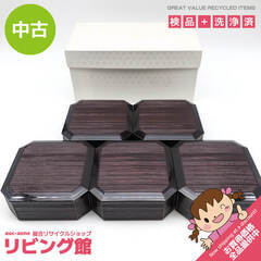 ss6388　越前漆器 ヘギ目 隅切 一段重 5個セット 溜内黒...