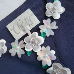 試着のみ【Chesty 】フラワービジューカーディガン 紺色＊定...