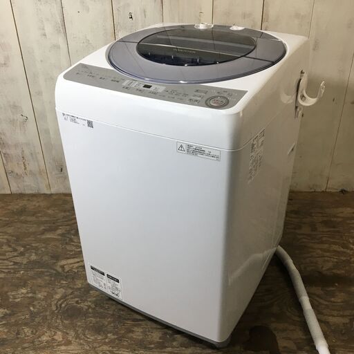 12/14終 SHARP シャープ INVERTER 8.0kg 洗濯機 ES-GV8C-S 2018年製 動作確認済み 24g菊E