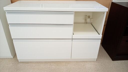 ★ジモティ割あり★  レンジ台 白 H83×D50×W120 クリーニング済み TJ7156