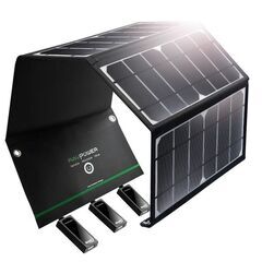 RAVPower 折りたたみ式 大容量 24W 3ポート ソーラ...