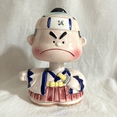 新撰組　陶器製　首ふり貯金箱　昭和ヴィンテージ　近藤勇？