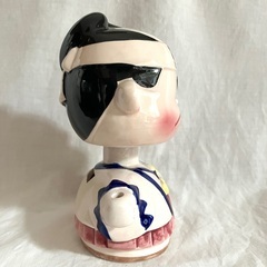 新撰組　陶器製　首ふり貯金箱　昭和ヴィンテージ　近藤勇？の画像