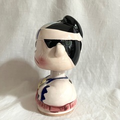 新撰組　陶器製　首ふり貯金箱　昭和ヴィンテージ　近藤勇？の画像