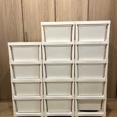 5段収納 x2 4段収納 セット チェスト引き出し 白 家具 収納家具 タンス、衣類収納 家具 収納家具 タンス、衣類収納の画像
