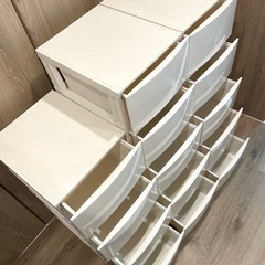 5段収納 x2 4段収納 セット チェスト引き出し 白 家具 収納家具 タンス、衣類収納 家具 収納家具 タンス、衣類収納の画像