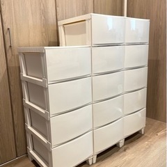 5段収納 x2 4段収納 セット チェスト引き出し 白 家具 収納家具 タンス、衣類収納 家具 収納家具 タンス、衣類収納の画像