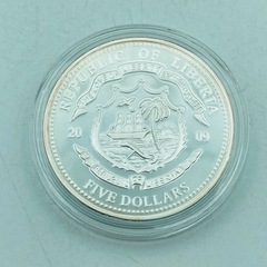 a0704605 リンカーン米大統領 5ドルカラーコイン リベリアドル 2009年 約27g カラー ロゴ USA コレクション コイン 中古品の画像