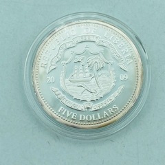 a0704606 オバマ米大統領 5ドルカラーコイン リベリアドル 2009年 約26.8g カラー ロゴ USA コレクション 中古品の画像