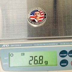 a0704606 オバマ米大統領 5ドルカラーコイン リベリアドル 2009年 約26.8g カラー ロゴ USA コレクション 中古品の画像