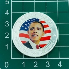 a0704606 オバマ米大統領 5ドルカラーコイン リベリアドル 2009年 約26.8g カラー ロゴ USA コレクション 中古品の画像