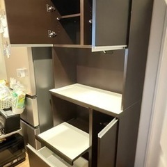 土井インテリア 食器棚 キッチンボード レンジボード 収納 ニト...