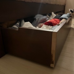 無印　セミダブル　ベッドフレーム　ベッド下収納2つ付きブラウンの画像