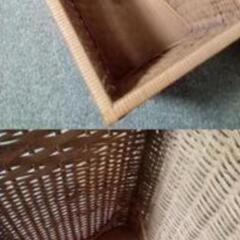 昭和 レトロ ラタン収納箱 フタ付きの画像