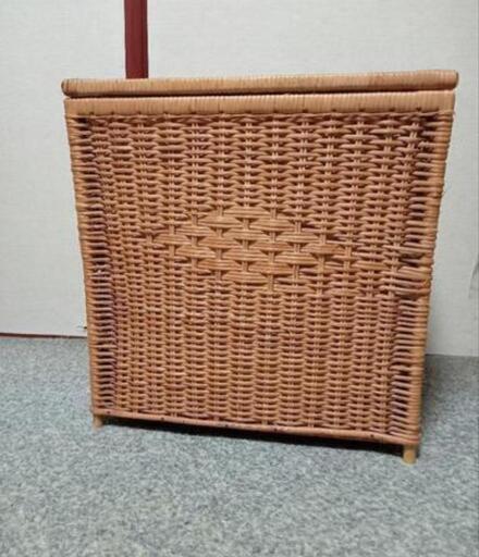 昭和 レトロ ラタン収納箱 フタ付き