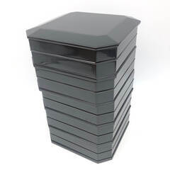 ss6407 輪島塗 縁高重 5段 黒 山口清松作 共箱付 大極上