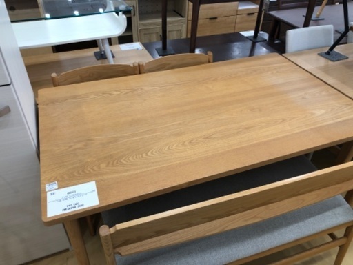 UNICO ベンチダイニング　４点セット　シミ有り　SIGNE ナチュラル×ライトグレー　42