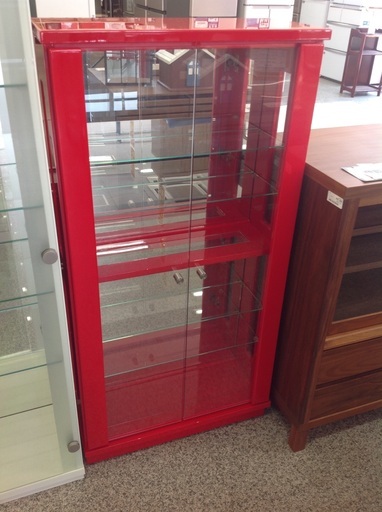 「ジモティー見た」で5％OFF！【コレクションボード】コレクションボード ガラスケース キャビネット:レッド