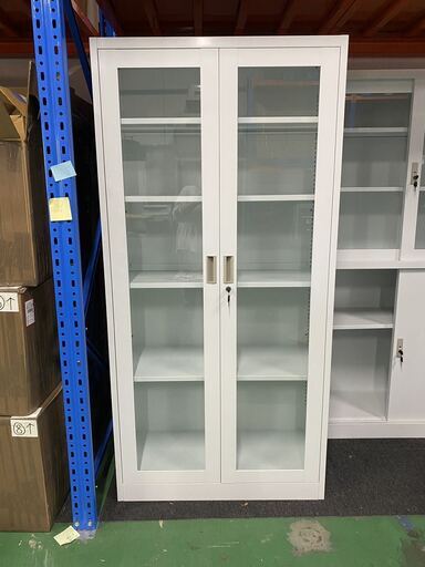 ①【展示品】未使用 書庫 書類保管庫 スチール書庫 5段 両開きタイプ 鍵付き