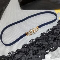 【パーティードレス】サイズ38 ベルト リボン パニエ付きの画像