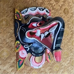 ガネーシャ　木彫り　お面