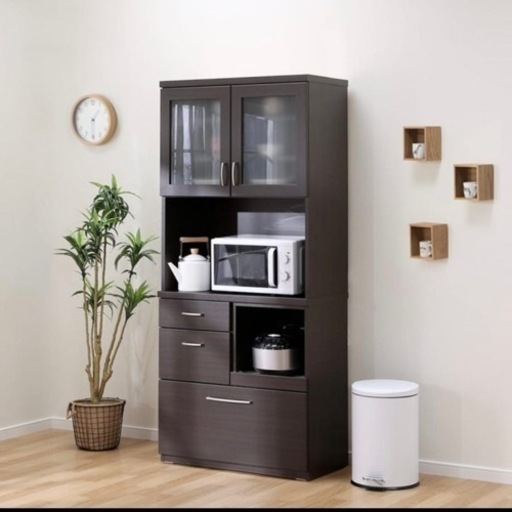 【美品‼️】ニトリ 80cm幅キッチンボード(コパン80KB) 食器棚 収納家具 木目調ダークブラウン♪