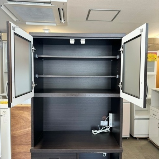 【美品‼️】ニトリ 80cm幅キッチンボード(コパン80KB) 食器棚 収納家具 木目調ダークブラウン♪