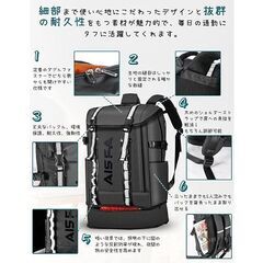 AISFA リュック バックパック 30L 底部拡張後35L ブルー USB充電ポート付の画像