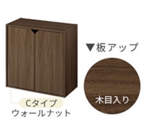 扉付き カラーボックス ウォールナット