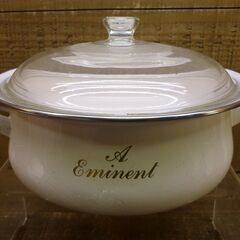 未使用品 ホーロー両手鍋 ２点セット どちらも直径約23㌢ 耐熱ガラス蓋つき おでん 湯豆腐 カレー 野菜スープ、鍋料理等の画像