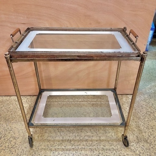 《商談中》【池上店】ヴィンテージワゴン ビンテージワゴン　ヴィンテージ ワゴン ガラストレー キッチンワゴン キャスター　ビンテージ　配膳